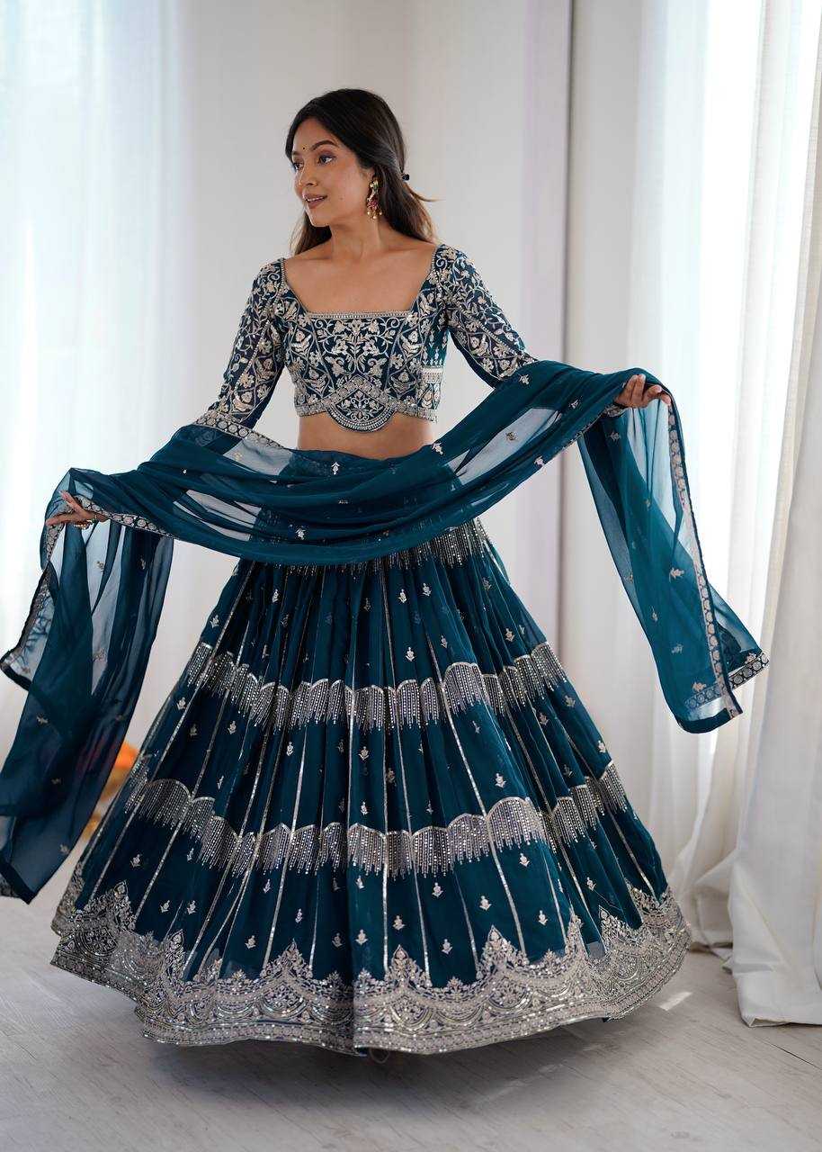 Faux Georgette Designer Bridal Lehenga | Wedding Collection | Heavy Embellishment & Fully Stitched | M to XXL