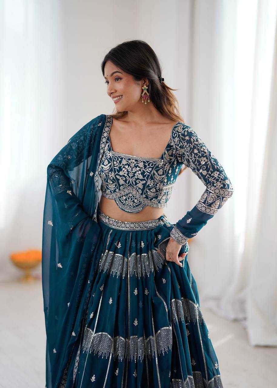 Faux Georgette Designer Bridal Lehenga | Wedding Collection | Heavy Embellishment & Fully Stitched | M to XXL