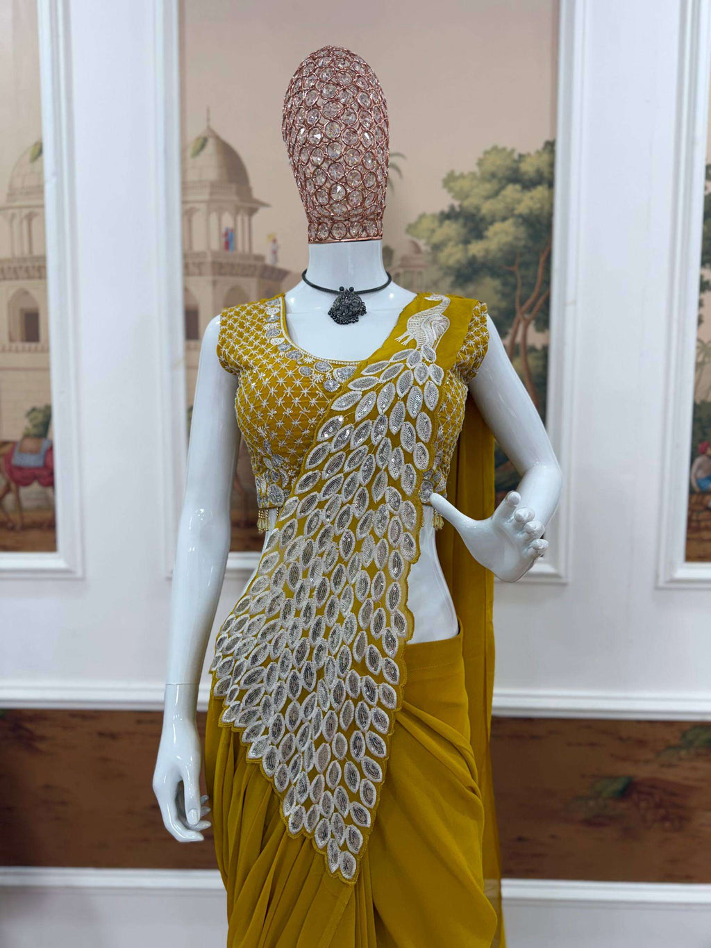Faux Georgette  Ready To Wear  Sequin  Embroidered Sarees