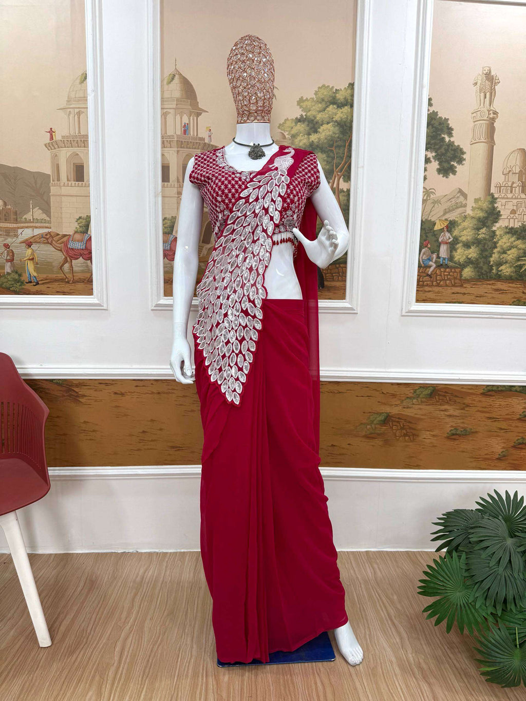 Faux Georgette  Ready To Wear  Sequin  Embroidered Sarees