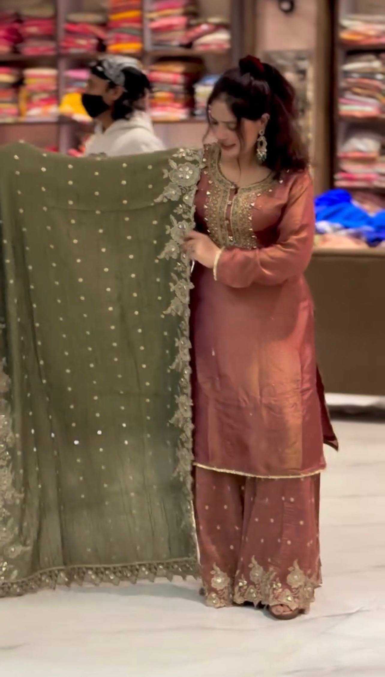 Fendy Silk Embroidery Sharara Suit | Real Thread Work & Micro Cotton Lining | 3-Piece Fully Stitched Ethnic Wear | M to XXL