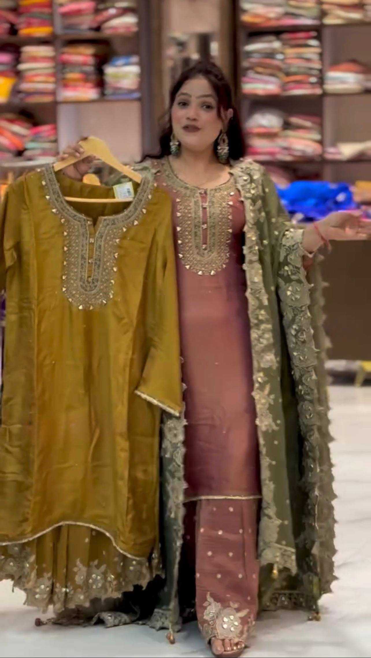 Fendy Silk Embroidery Sharara Suit | Real Thread Work & Micro Cotton Lining | 3-Piece Fully Stitched Ethnic Wear | M to XXL