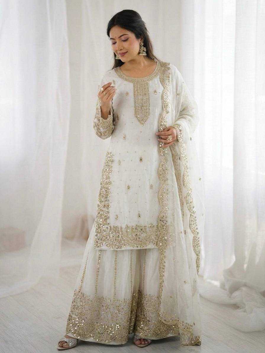 Fendy Silk Heavy Embroidery Palazzo Suit | Designer Thread Work & Micro Cotton Lining | 3-Piece Fully Stitched Ethnic Wear | M to XXL
