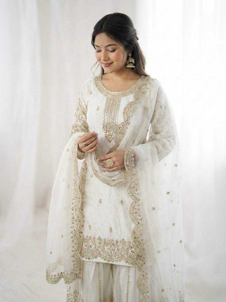 Fendy Silk Heavy Embroidery Palazzo Suit | Designer Thread Work & Micro Cotton Lining | 3-Piece Fully Stitched Ethnic Wear | M to XXL