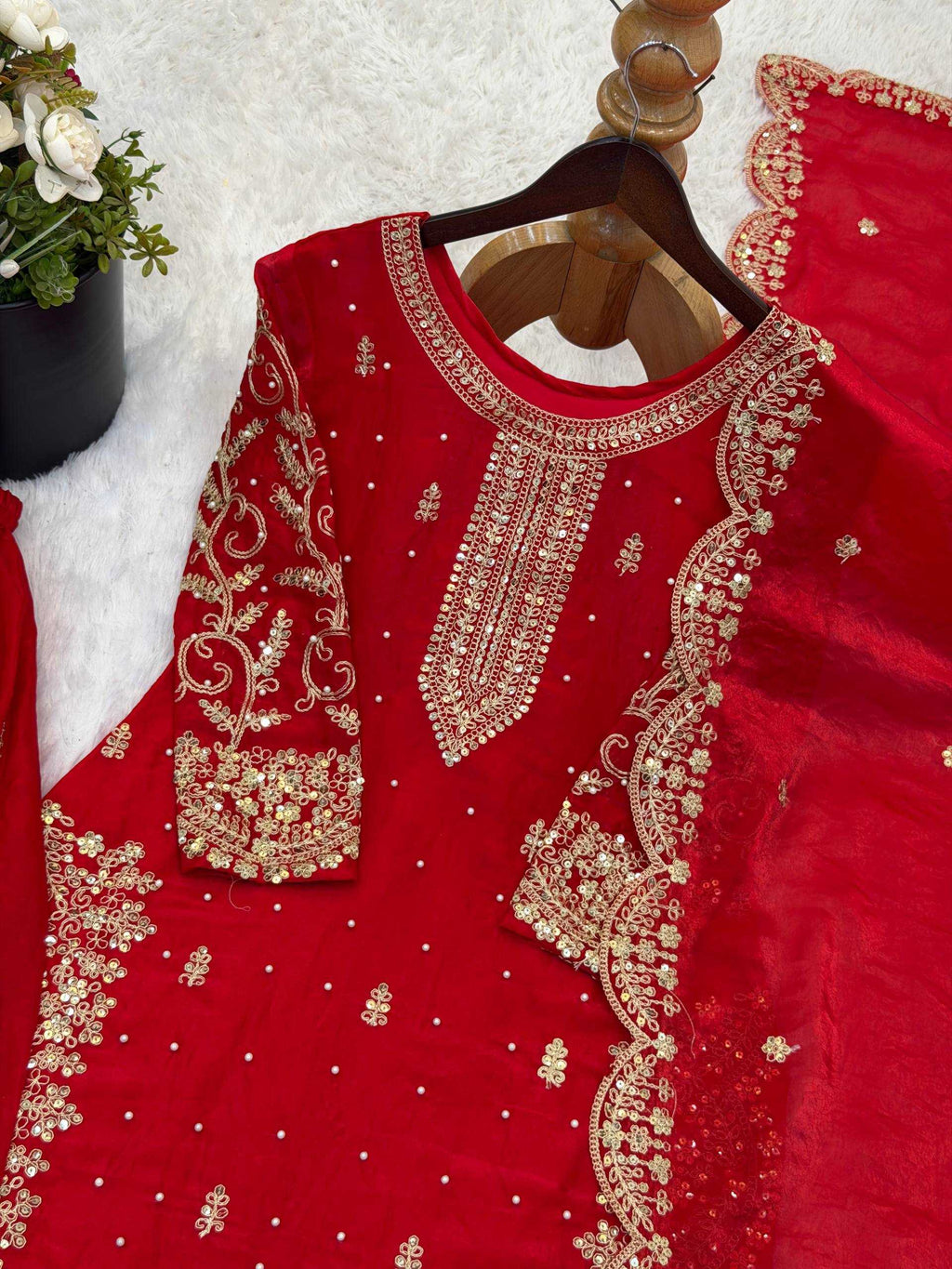 Fendy Silk Heavy Embroidery Palazzo Suit | Designer Thread Work & Micro Cotton Lining | 3-Piece Fully Stitched Ethnic Wear | M to XXL