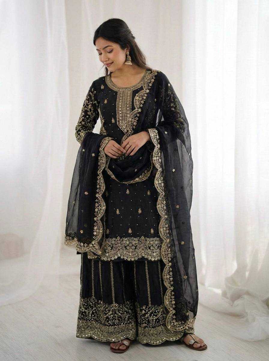 Fendy Silk Heavy Embroidery Palazzo Suit | Designer Thread Work & Micro Cotton Lining | 3-Piece Fully Stitched Ethnic Wear | M to XXL