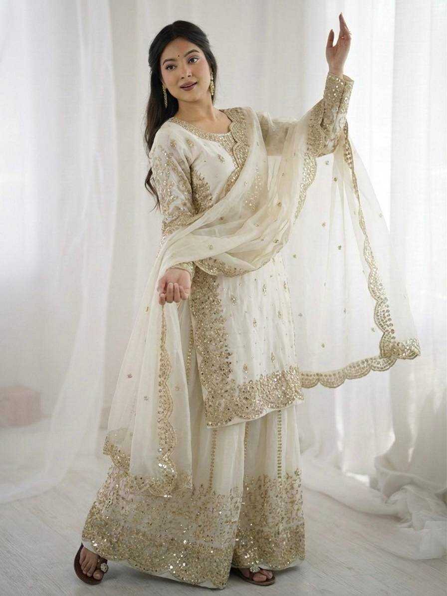 Fendy Silk Heavy Embroidery Palazzo Suit | Designer Thread Work & Micro Cotton Lining | 3-Piece Fully Stitched Ethnic Wear | M to XXL