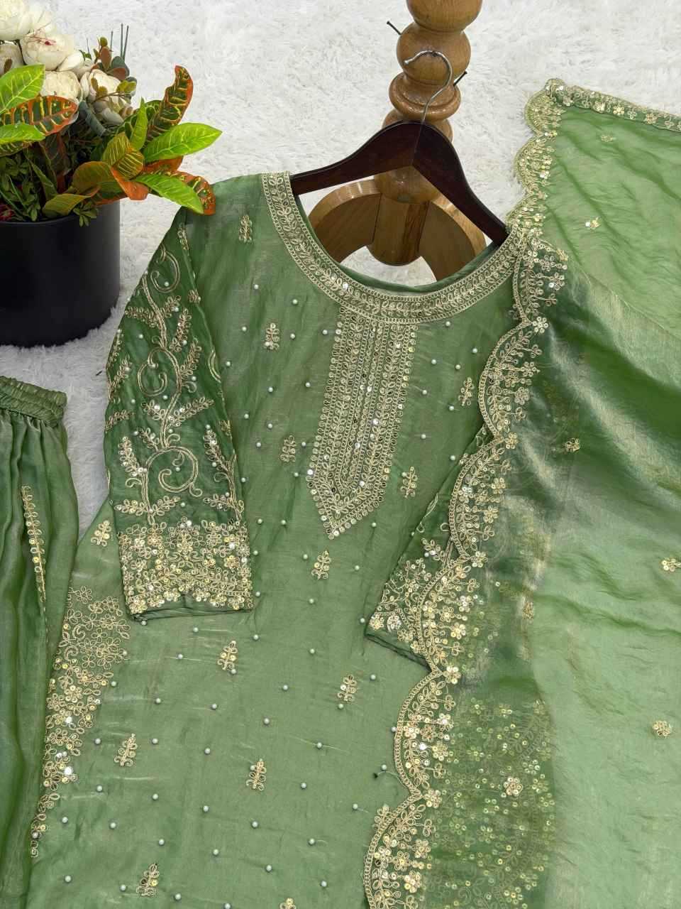 Fendy Silk Designer Palazzo Suit | Party Wear Embroidery & Micro Cotton Lining | 3-Piece Fully Stitched Ethnic Wear | M to XXL