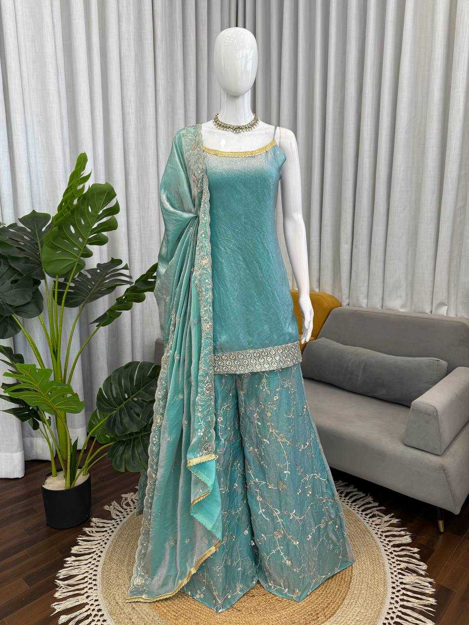 Fendy Silk Designer Palazzo Suit | RIN162 Premium Party Wear Collection | 3-Piece Fully Stitched Ethnic Wear | M to XXL