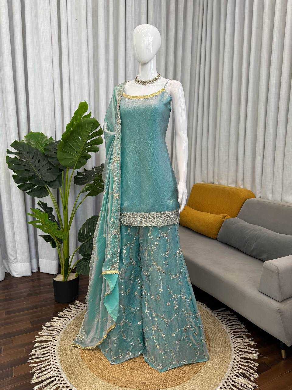 Fendy Silk Designer Palazzo Suit | RIN162 Premium Party Wear Collection | 3-Piece Fully Stitched Ethnic Wear | M to XXL