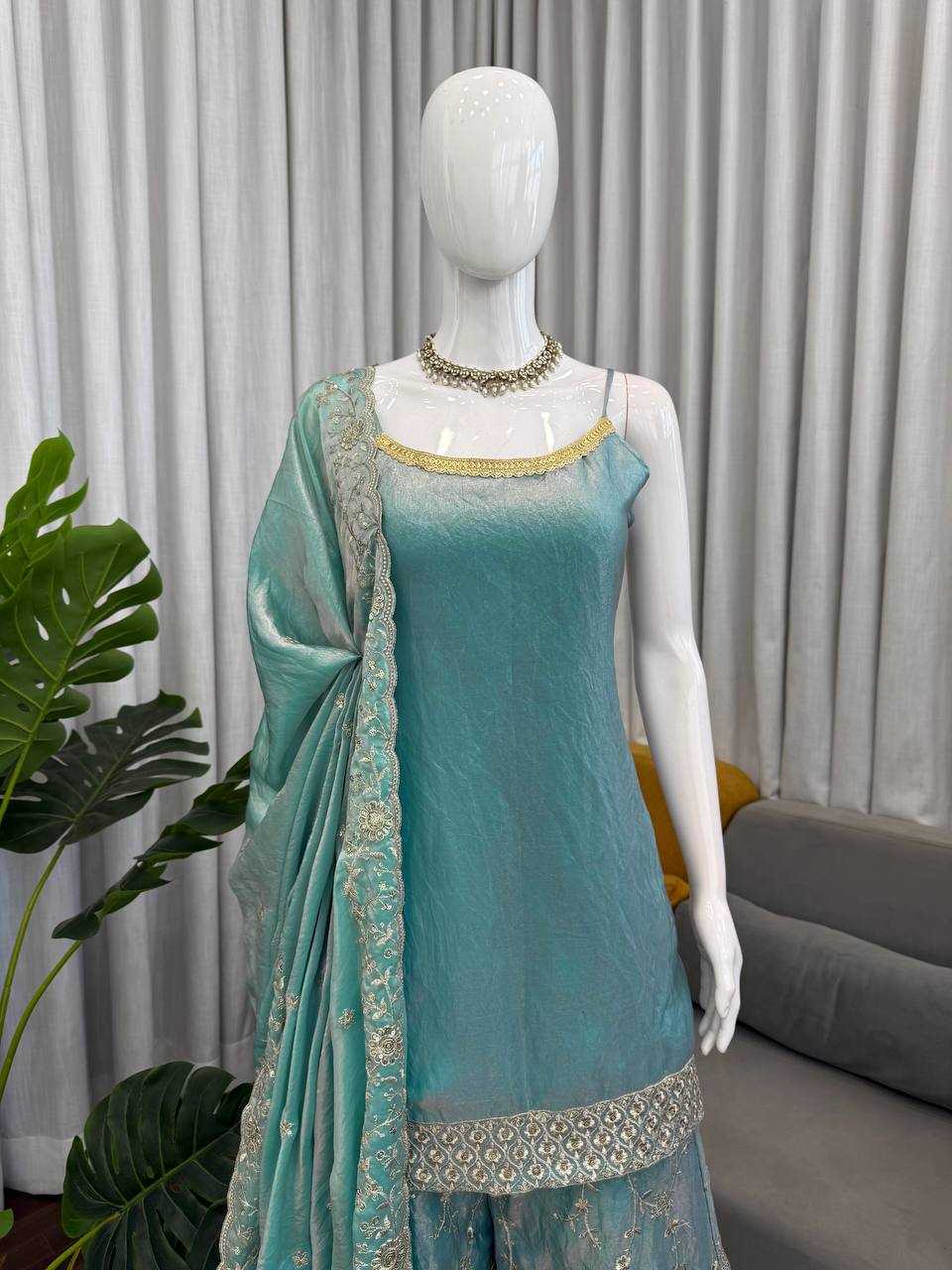 Fendy Silk Designer Palazzo Suit | RIN162 Premium Party Wear Collection | 3-Piece Fully Stitched Ethnic Wear | M to XXL