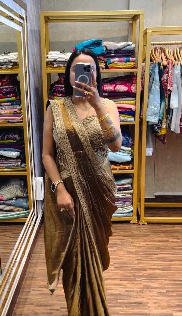 FENDY Satin   Ready To Wear  Party Wear Fancy Saree