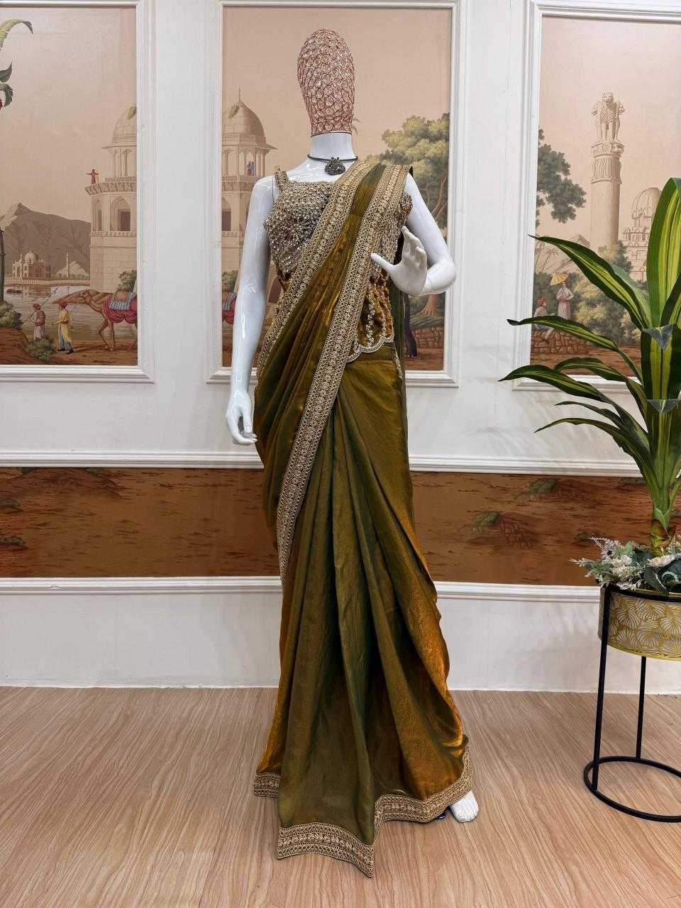 FENDY Satin   Ready To Wear  Party Wear Fancy Saree