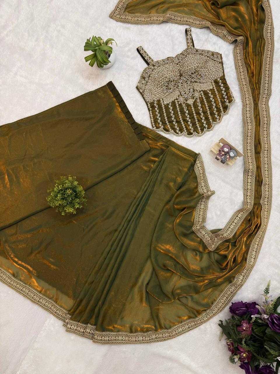 FENDY Satin   Ready To Wear  Party Wear Fancy Saree