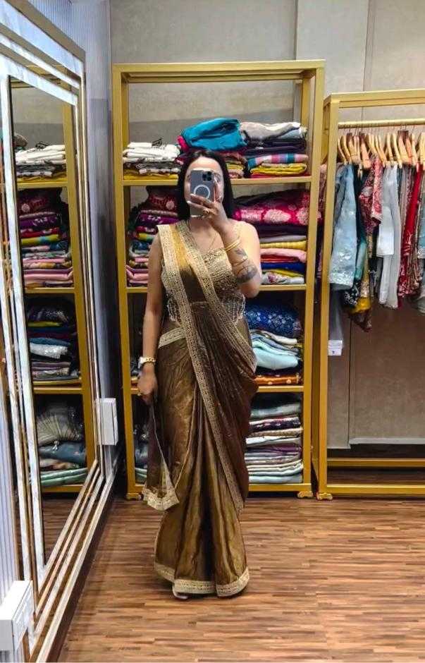 FENDY Satin   Ready To Wear  Party Wear Fancy Saree
