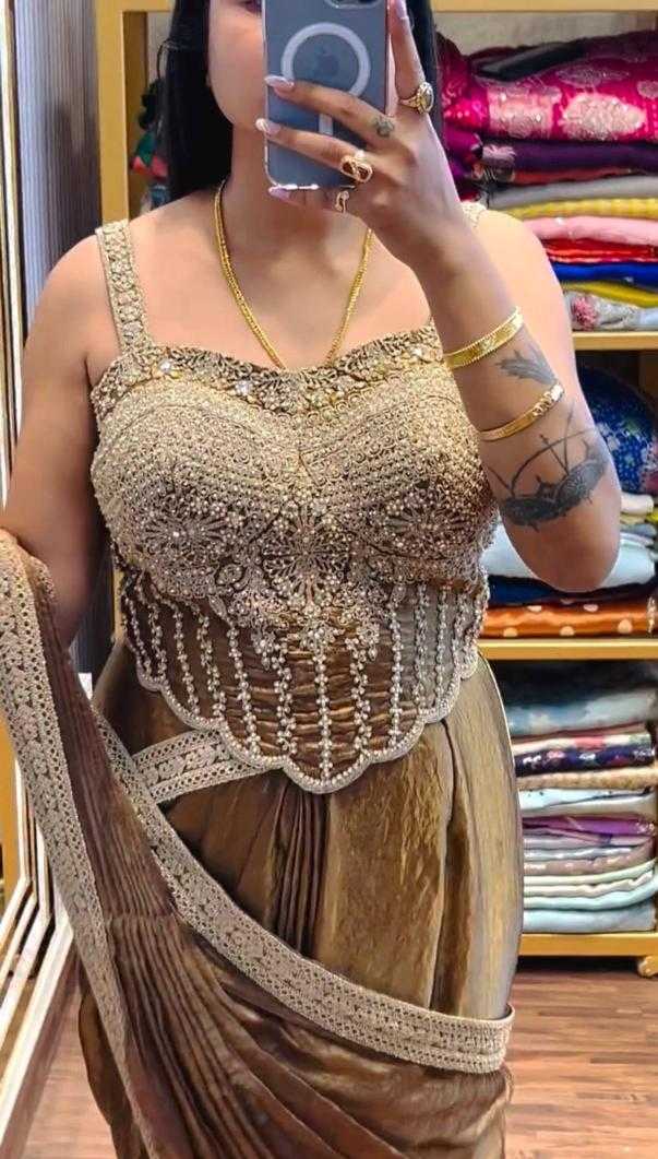 FENDY Satin   Ready To Wear  Party Wear Fancy Saree