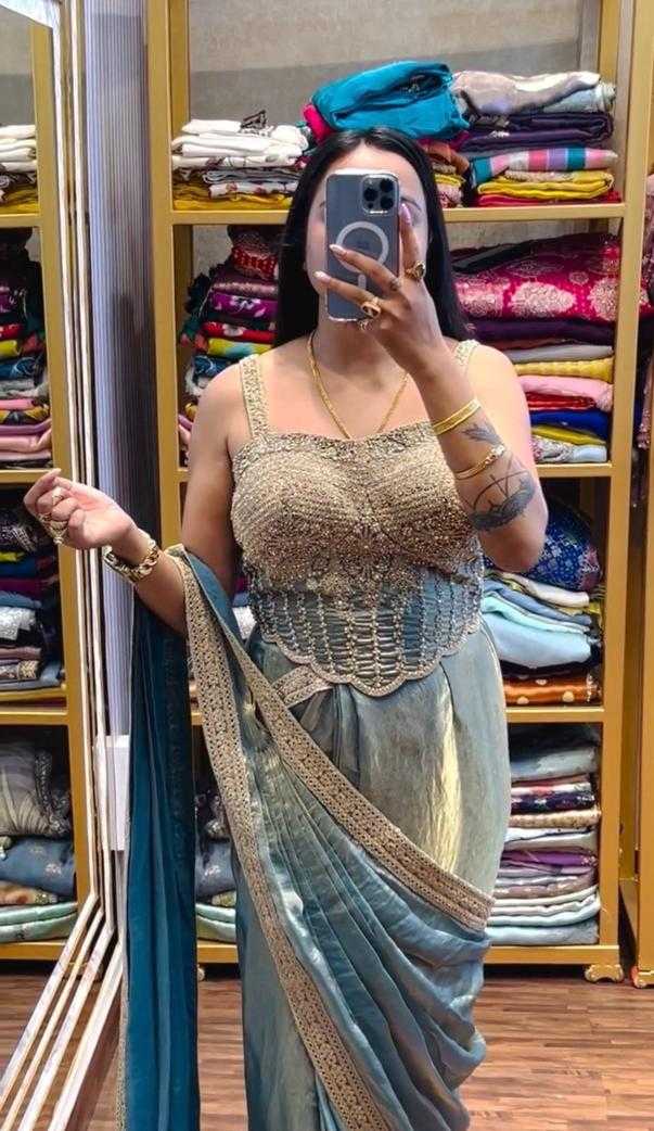 FENDY Satin   Ready To Wear  Party Wear Fancy Saree