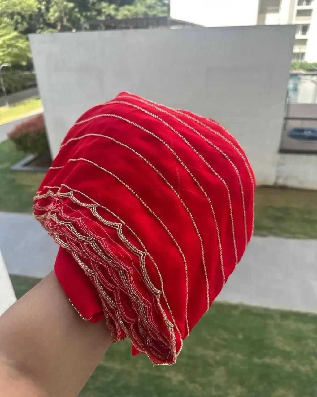 Georgette Festive Collections Party Wear  Red Saree