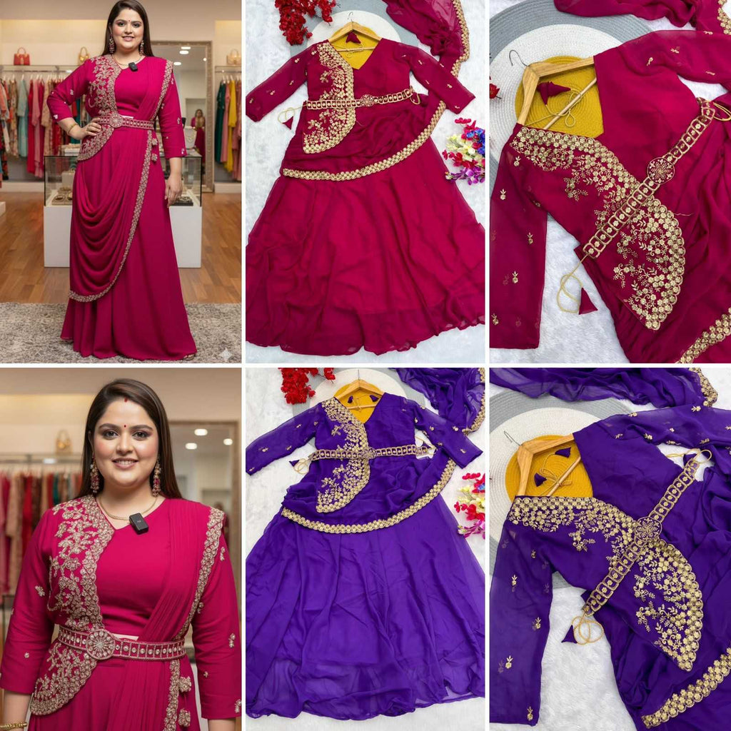 Georgette  Ready To Wear  Zari Saree