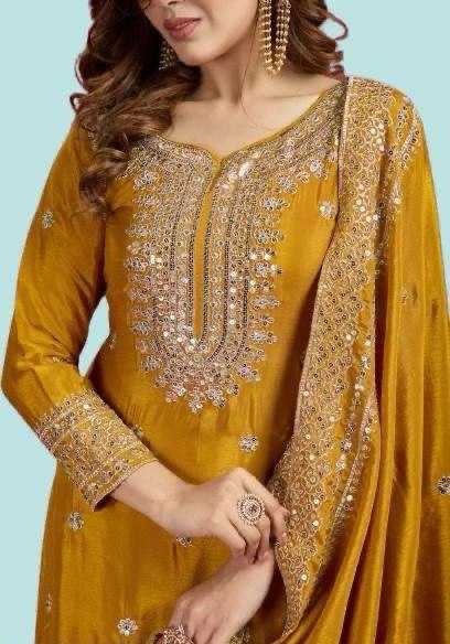 Heavy Chinnon Silk  Embroidered Sharara Salwar Suits