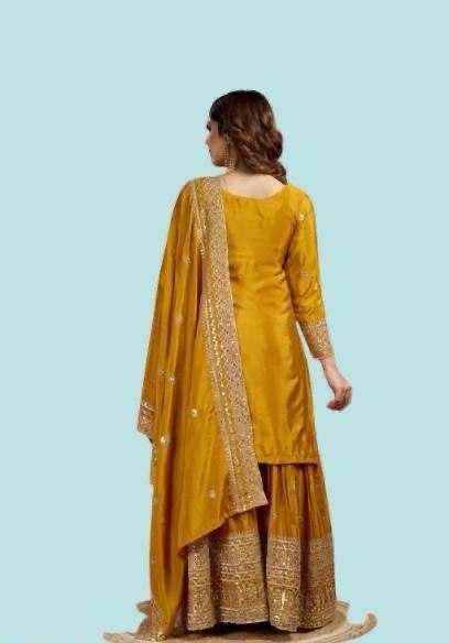 Heavy Chinnon Silk  Embroidered Sharara Salwar Suits