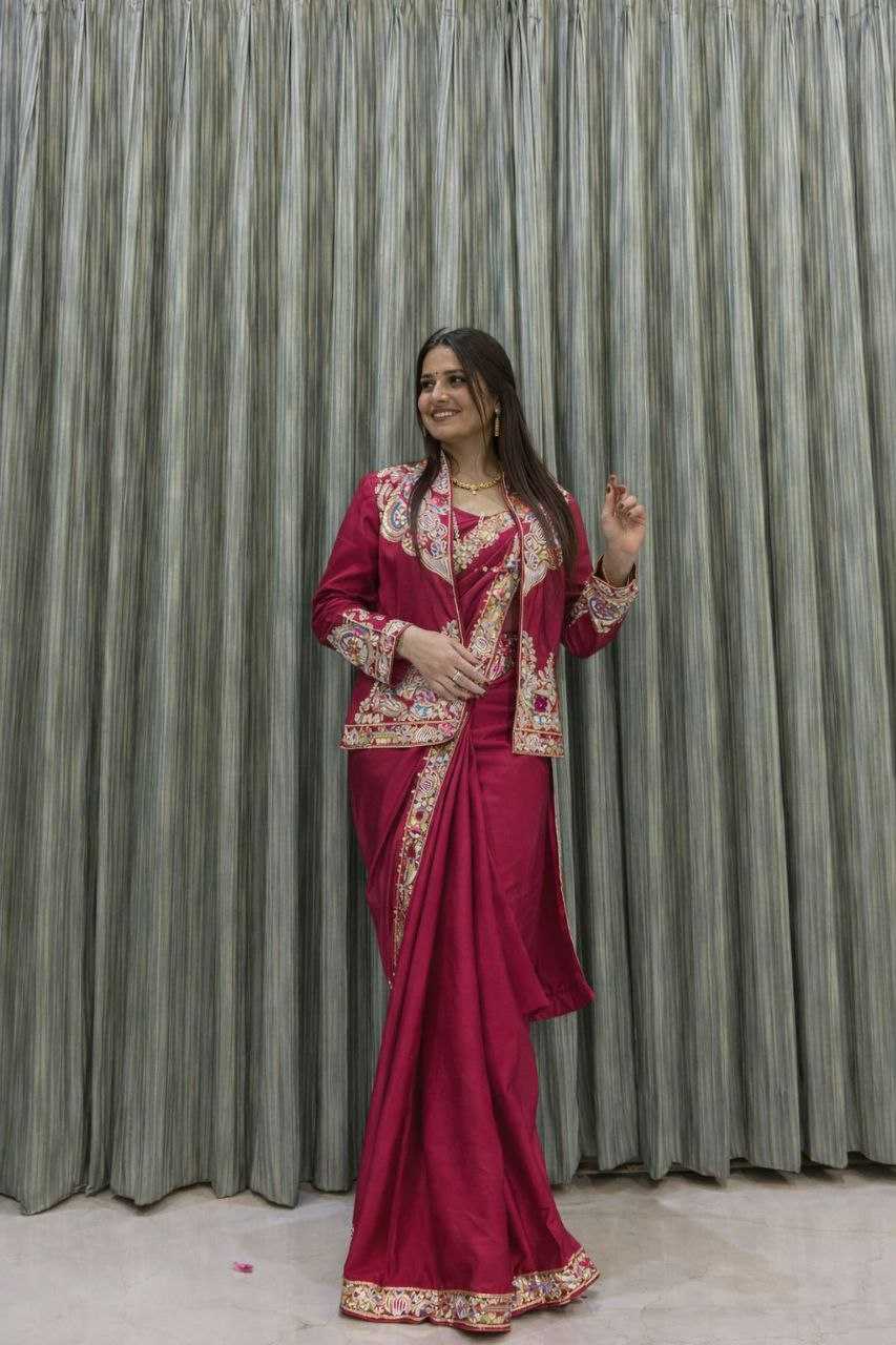 Heavy Crepe   Ready To Wear Party Wear Saree With Jacket