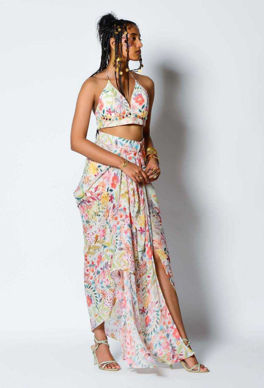 Heavy Crepe   Dhoti Salwar Suit Embroidered  Indo Western  Dress