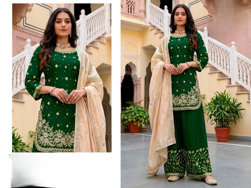 Jimmy Choo Fabric Designer Palazzo Suit | Wedding & Festive Luxury Ethnic Wear | 3-Piece Fully Stitched | M to XXL