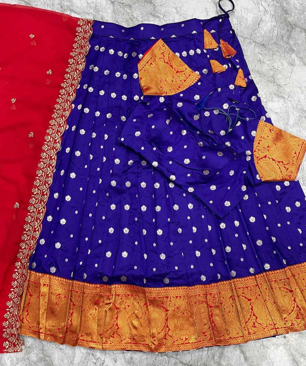 Kanjivaram Silk  Embroidered Zari Work Lehenga