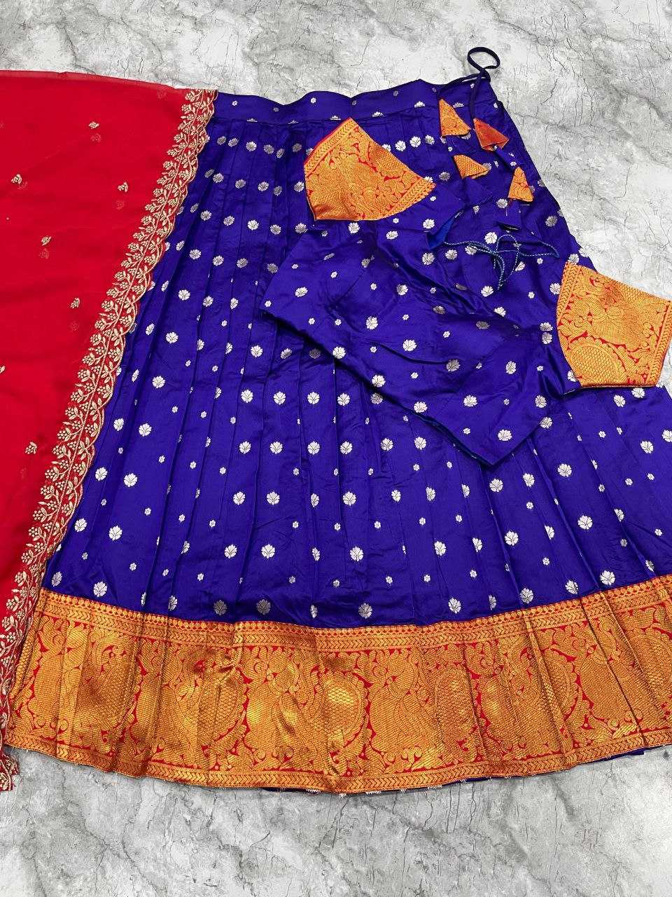 Kanjivaram Silk  Embroidered Zari Work Lehenga