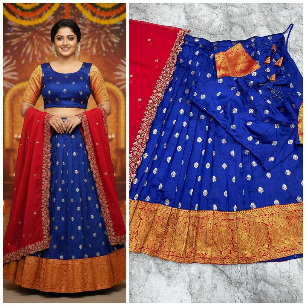 Kanjivaram Silk  Embroidered Zari Work Lehenga