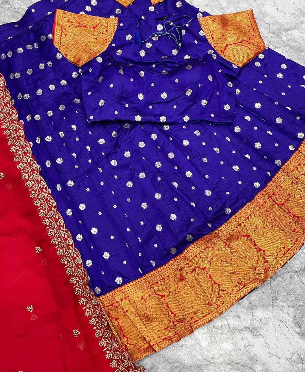 Kanjivaram Silk  Embroidered Zari Work Lehenga
