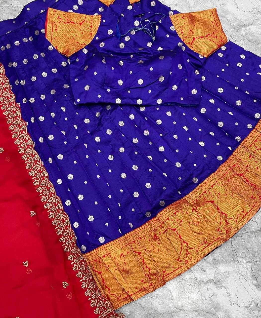 Kanjivaram Silk  Embroidered Zari Work Lehenga