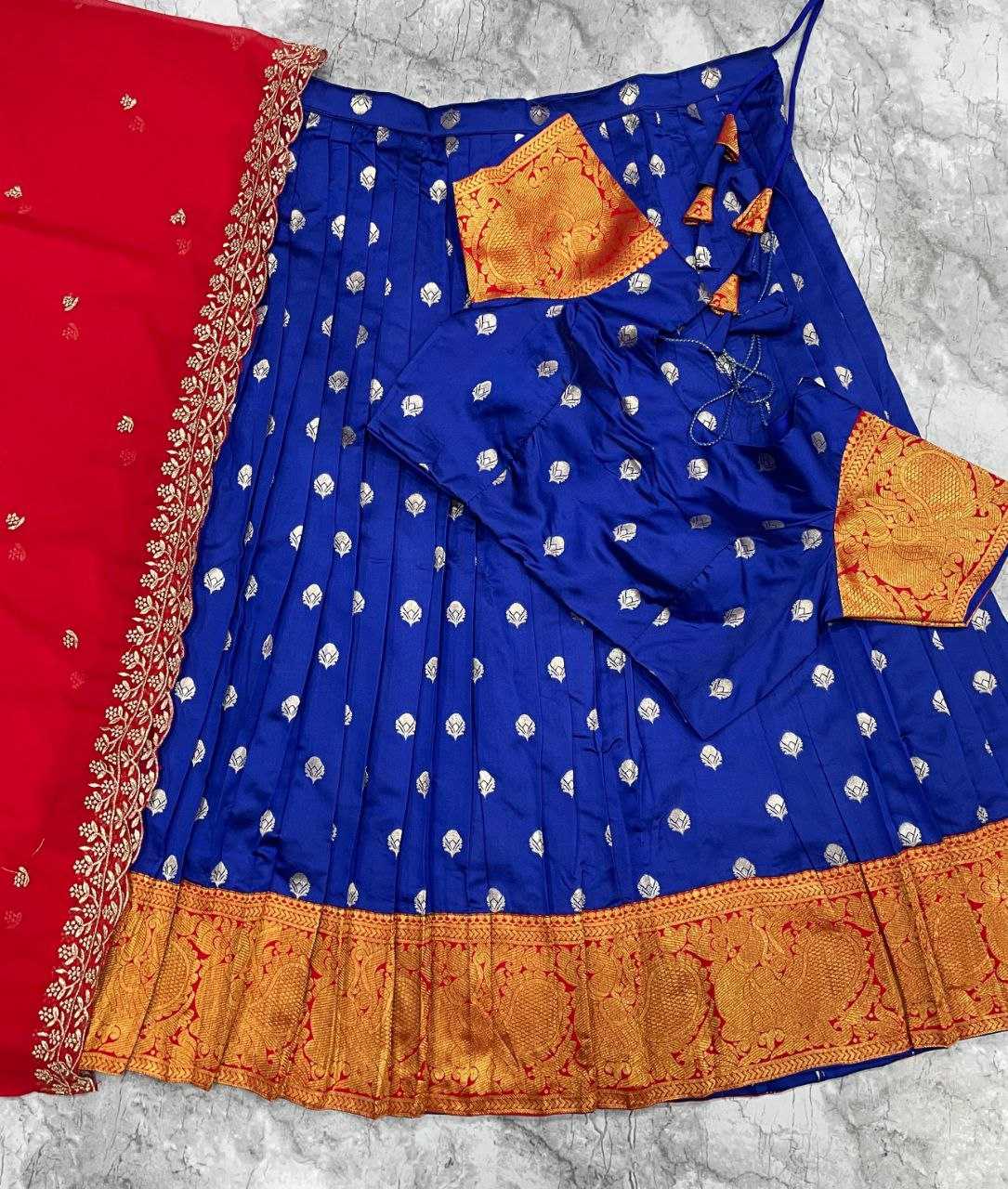 Kanjivaram Silk  Embroidered Zari Work Lehenga