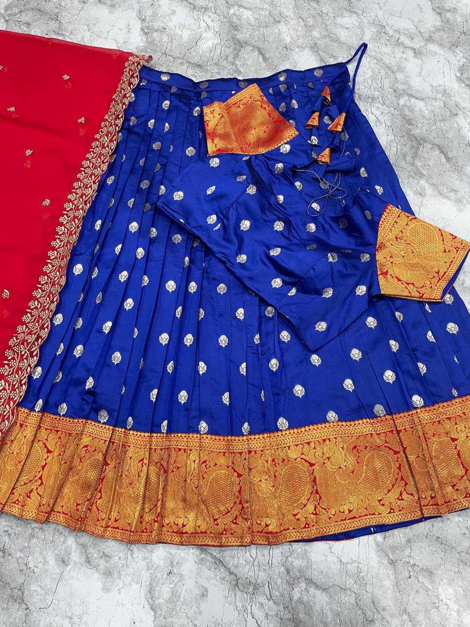 Kanjivaram Silk  Embroidered Zari Work Lehenga