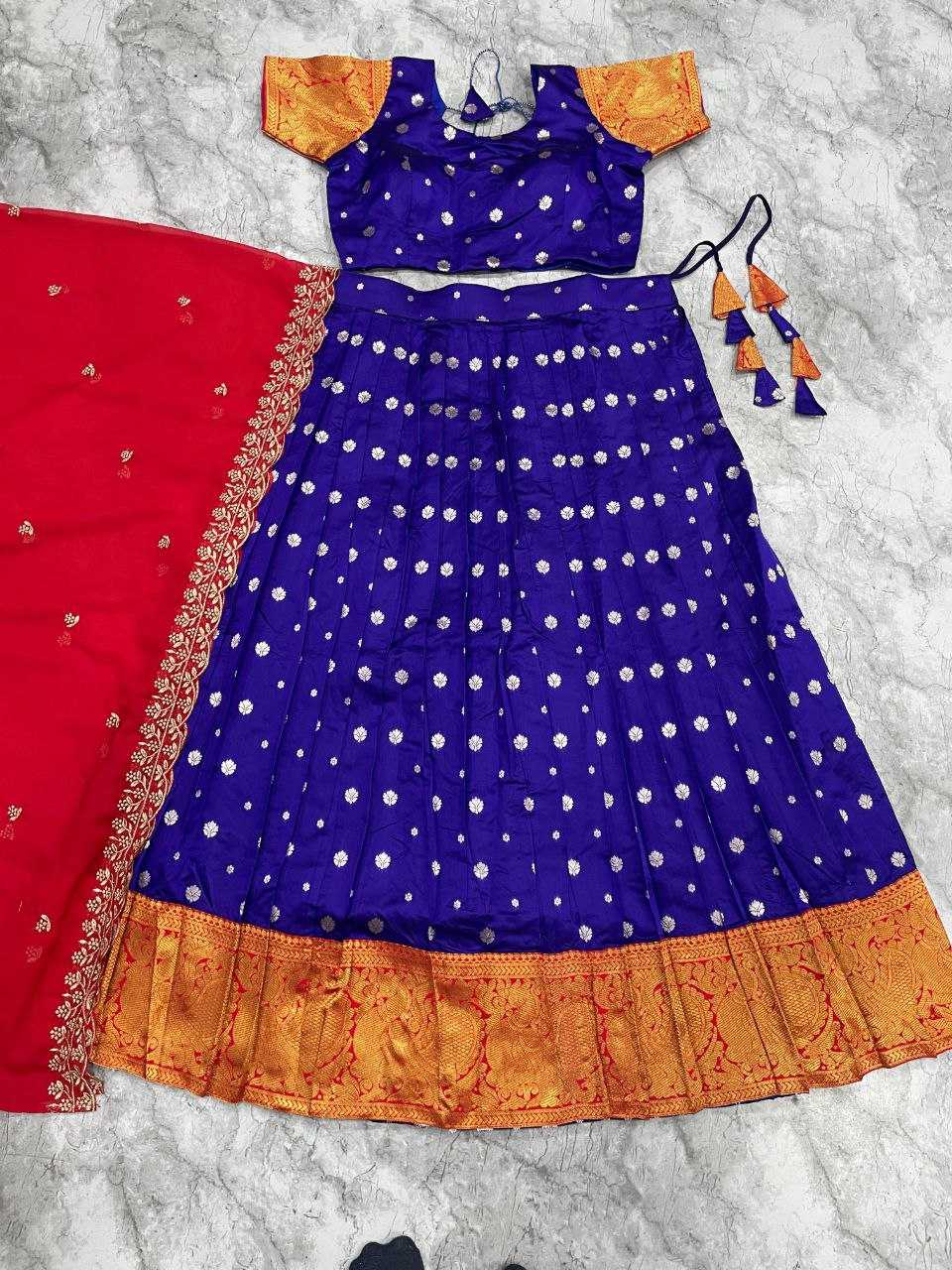 Kanjivaram Silk  Embroidered Zari Work Lehenga