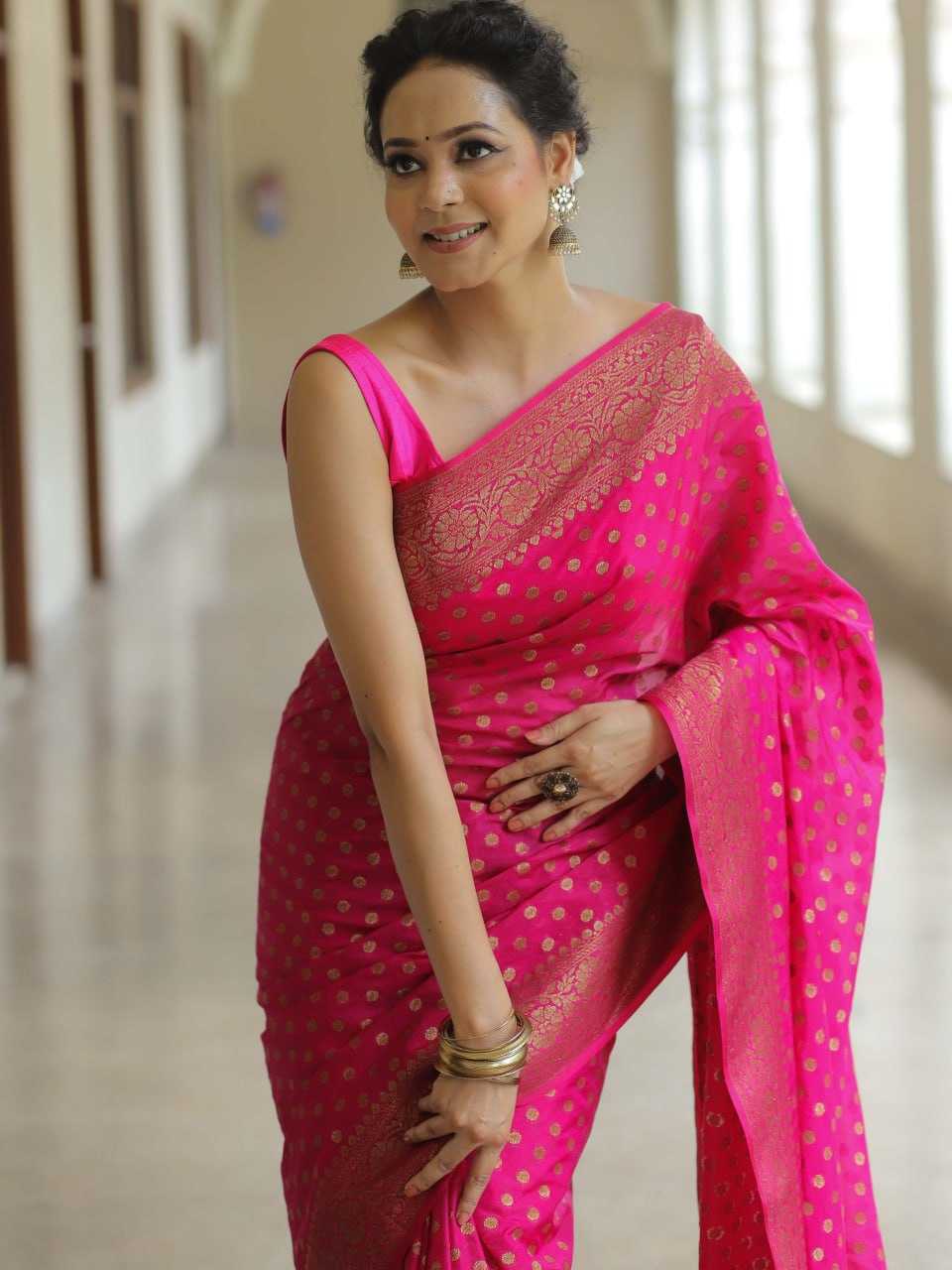 Lichi Silk   Designer Party Wear  Zari Border Saree