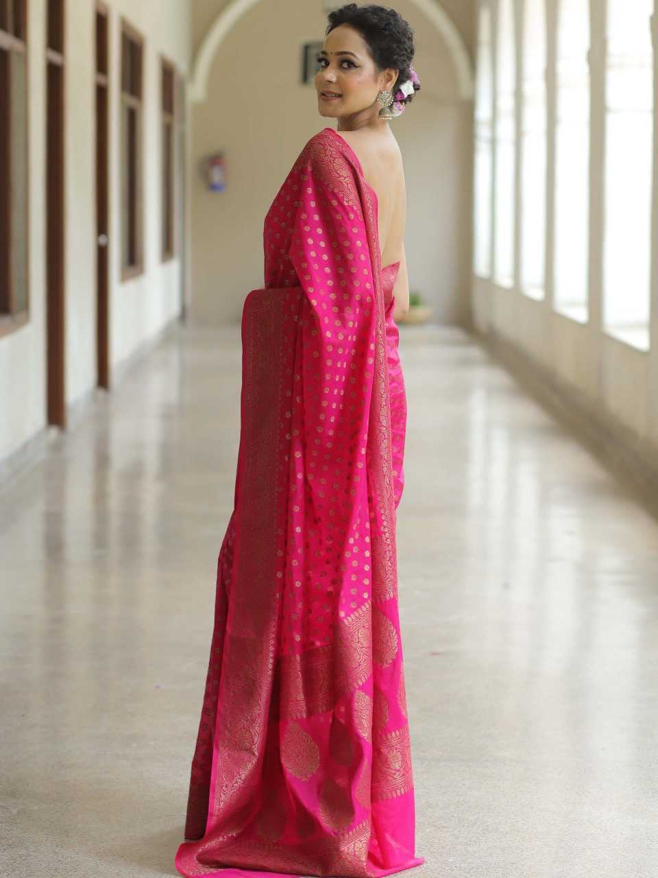 Lichi Silk   Designer Party Wear  Zari Border Saree