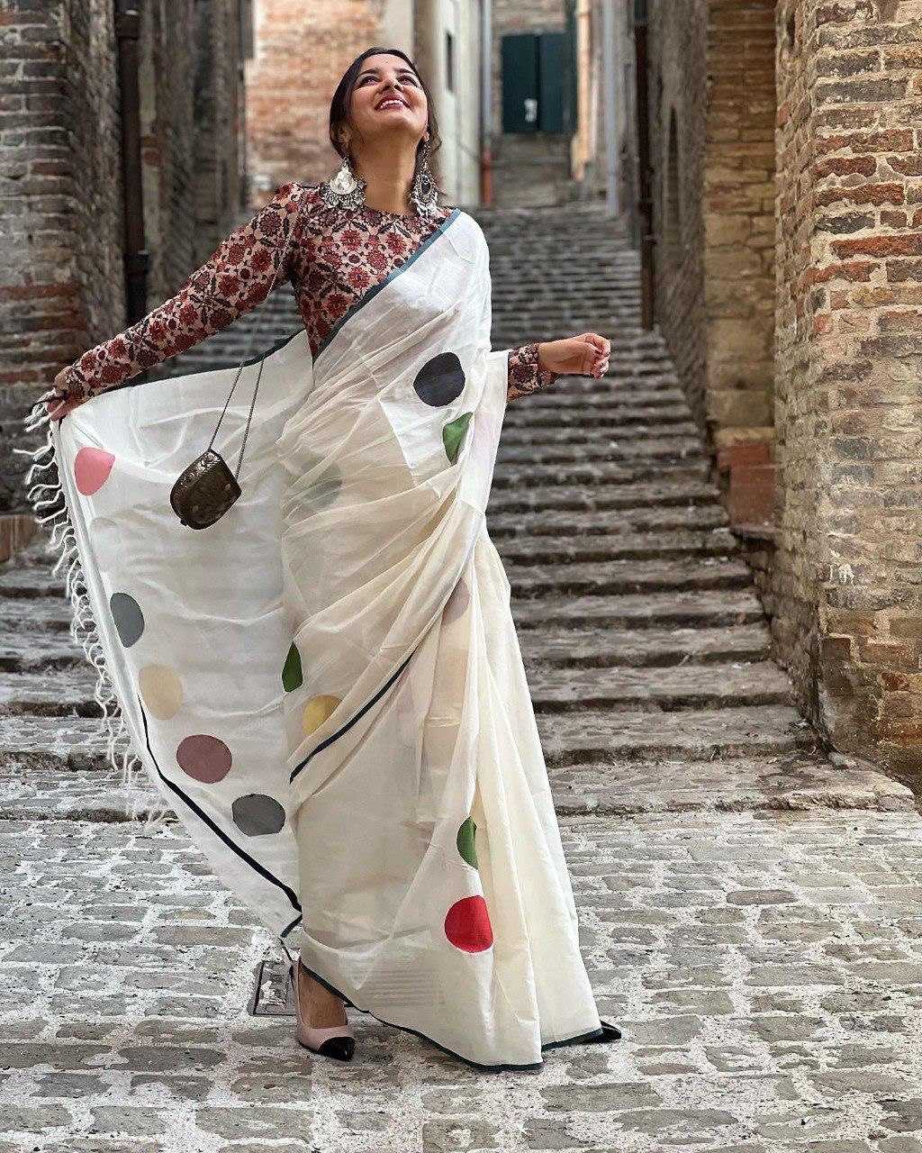 Linen  Designer  Party Wear Festive Saree