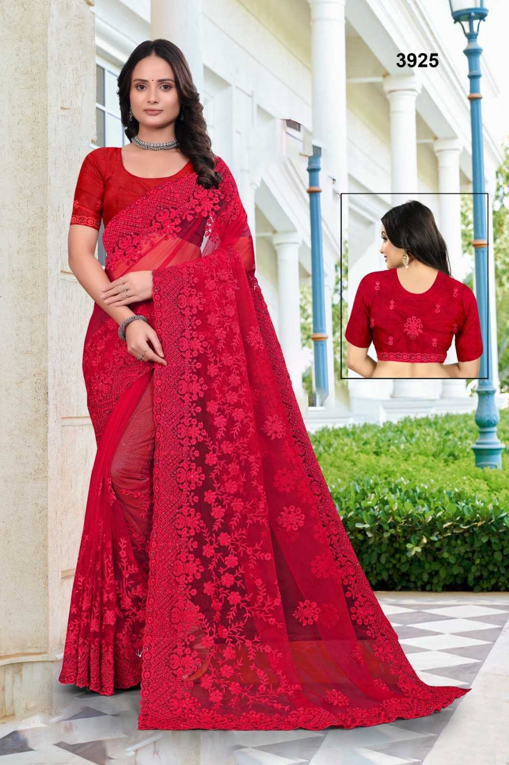 Net Party Wear Saree | Heavy Embellishment & Fancy Border Work | Fully Draped Festive Saree with Blouse Piece | Free Size