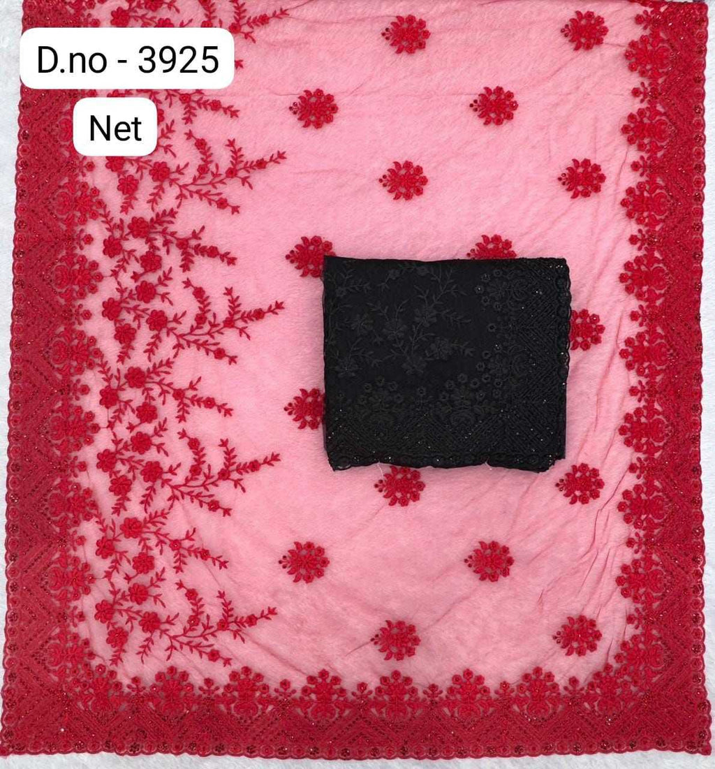 Net Party Wear Saree | Heavy Embellishment & Fancy Border Work | Fully Draped Festive Saree with Blouse Piece | Free Size