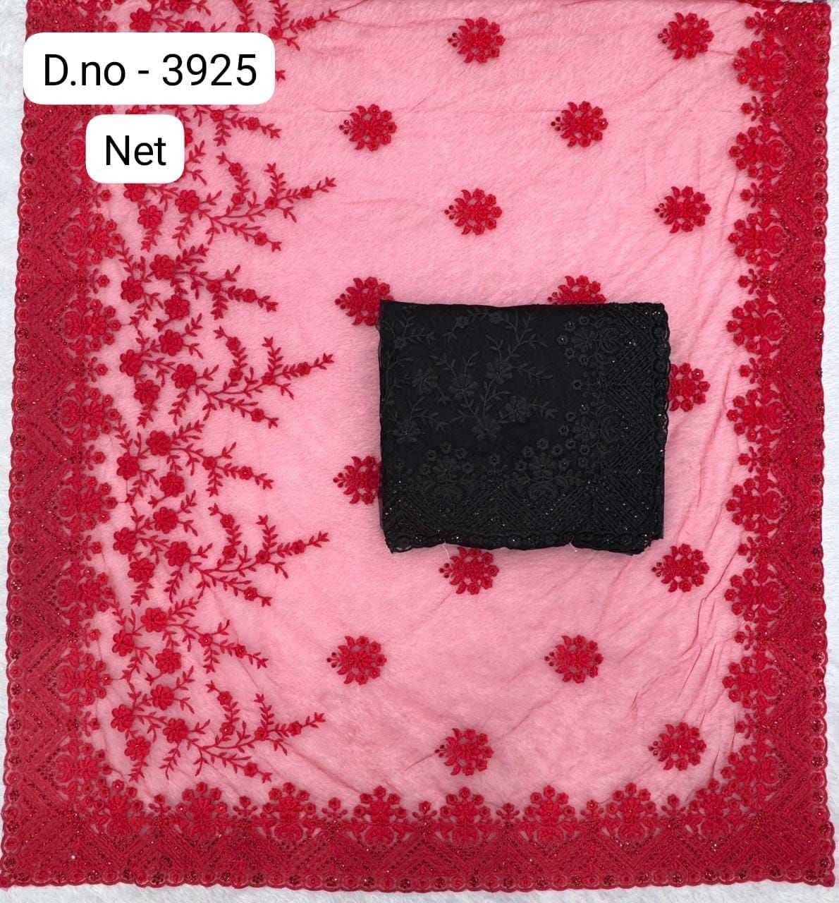 Net Party Wear Saree | Heavy Embellishment & Fancy Border Work | Fully Draped Festive Saree with Blouse Piece | Free Size