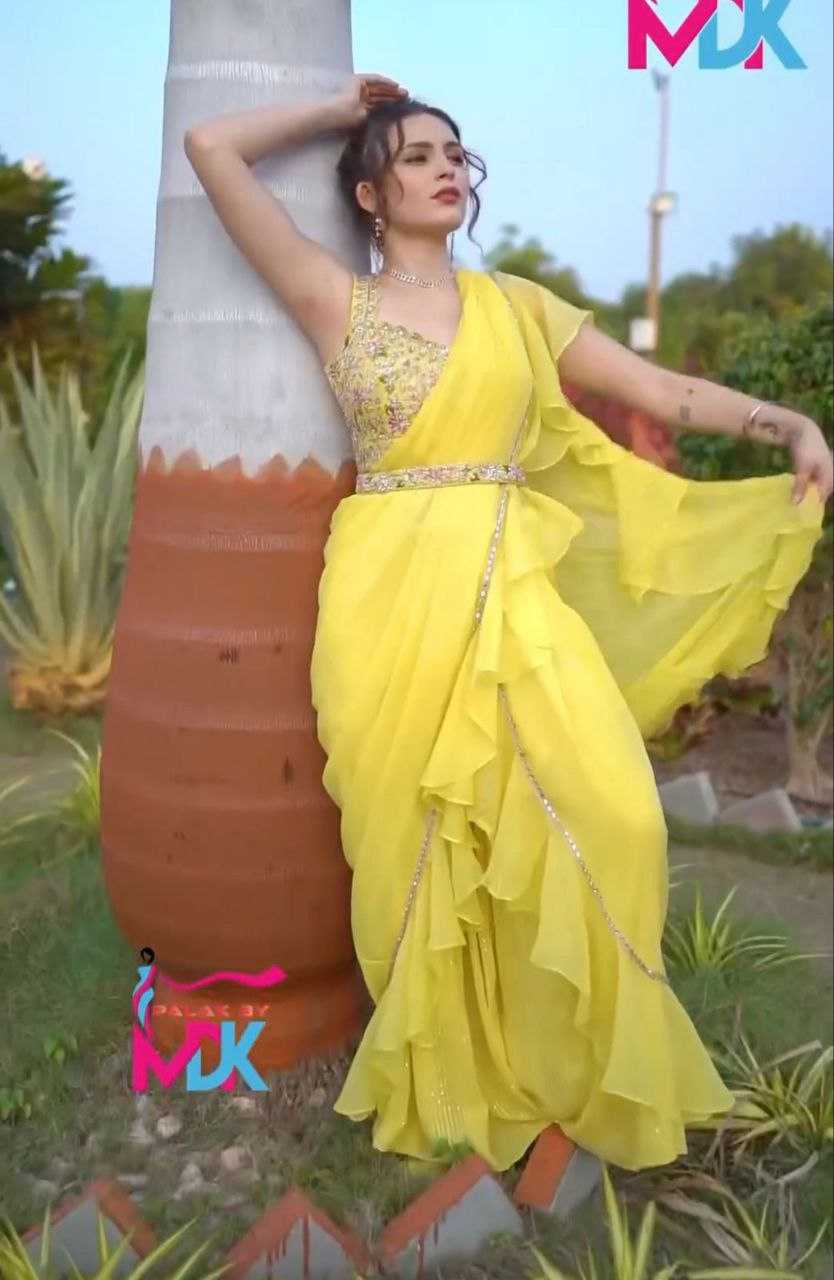 Ynf Organza  Sarees Wholesale Ready To Wear Sarees Lehenga Sarees Ruffle Sarees Manufacturer
