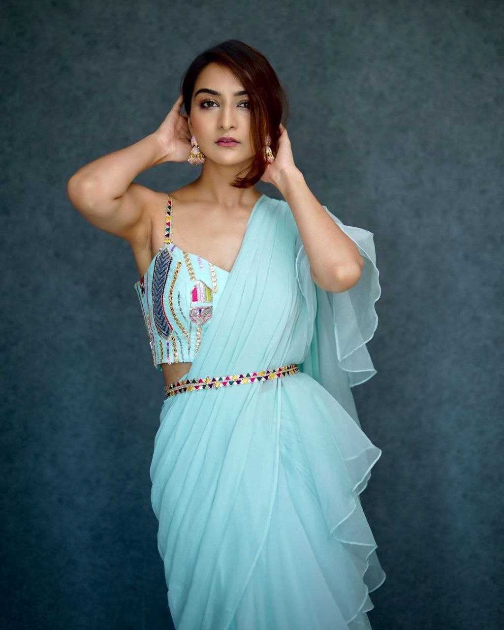 Ynf Organza  Sarees Wholesale Ready To Wear Sarees Lehenga Sarees Ruffle Sarees Manufacturer