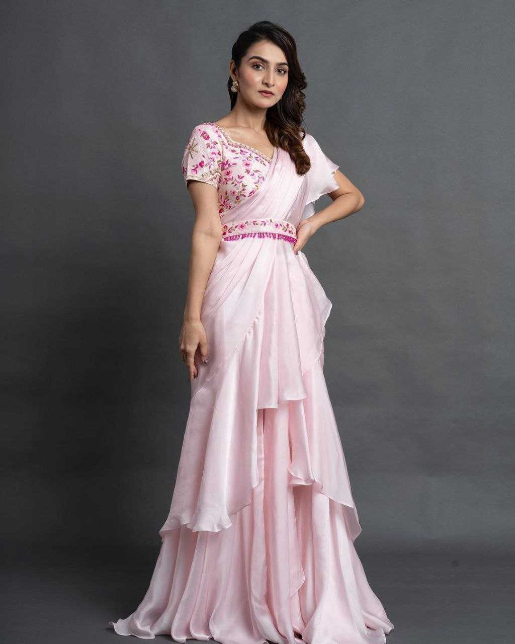 Ynf Organza  Sarees Wholesale Ready To Wear Sarees Lehenga Sarees Ruffle Sarees Manufacturer