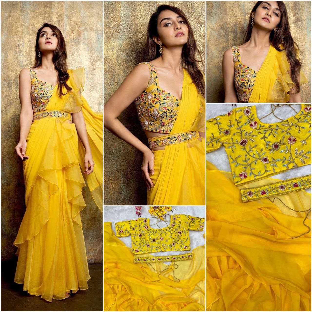 Ynf Organza  Sarees Wholesale Ready To Wear Sarees Lehenga Sarees Ruffle Sarees Manufacturer