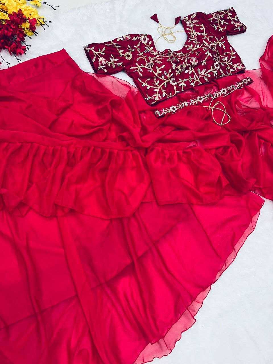 Ynf Organza  Sarees Wholesale Ready To Wear Sarees Lehenga Sarees Ruffle Sarees Manufacturer