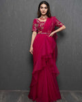 Ynf Organza  Sarees Wholesale Ready To Wear Sarees Lehenga Sarees Ruffle Sarees Manufacturer