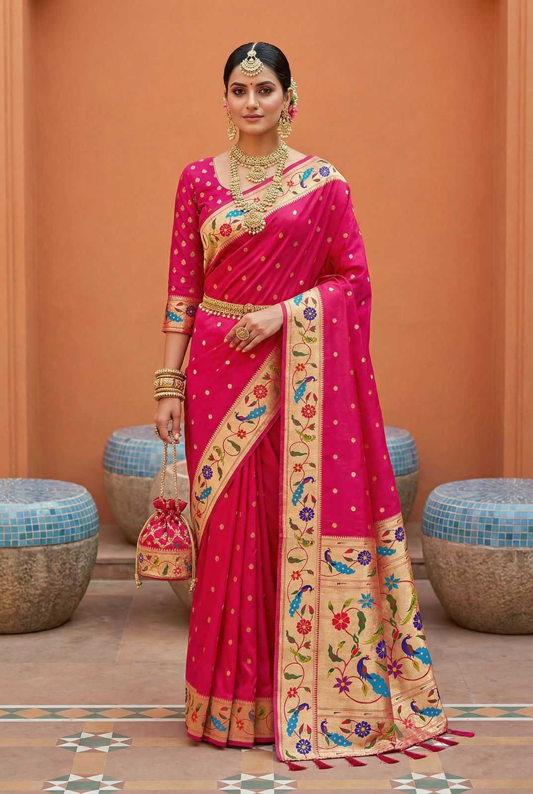 Paithani Silk Zari Border  Sarees