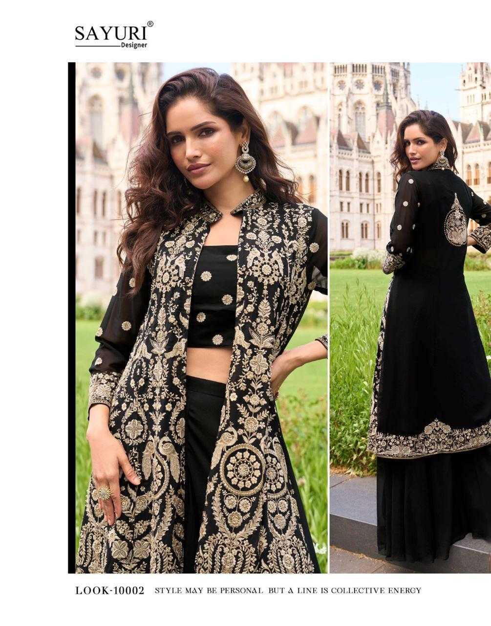 Premium Georgette Heavy Bead Embroidery Shrug Set | 3-Piece Indo-Western | Sizes S–XXL